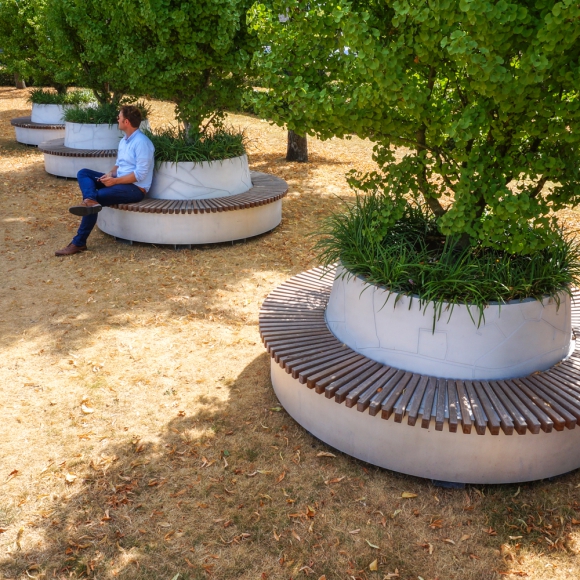 Lean Green Circular Benches Streetlife